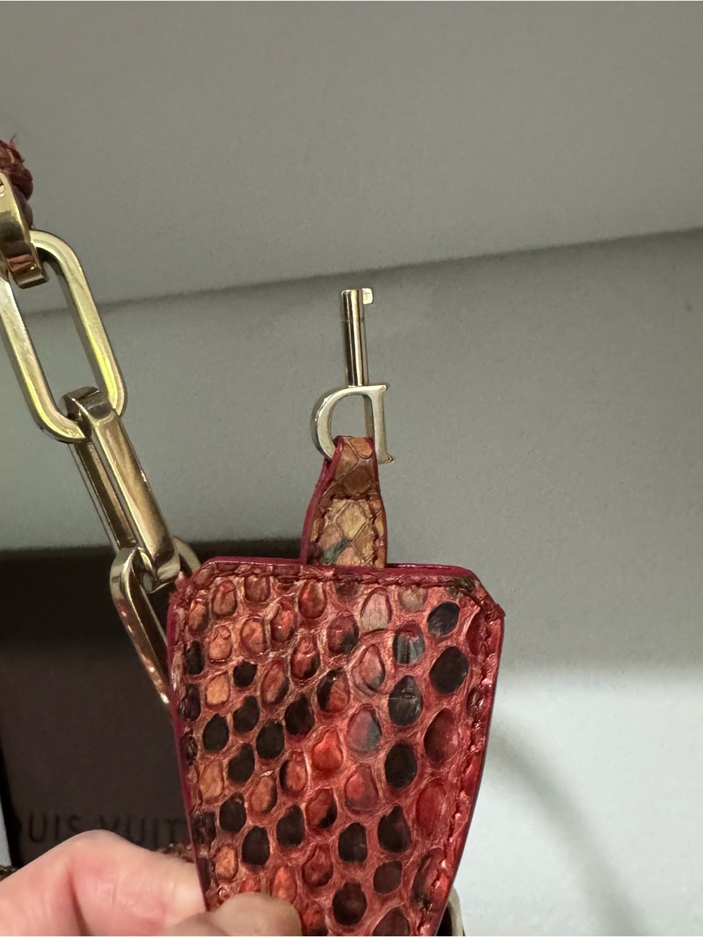 Dior Red Python Embellished Chain-Handle Shoulder Bag - Picture 3 of 8